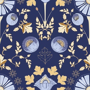 Art Deco Poppies blue-01