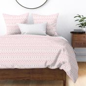 Bigger Scale ZigZag Stripes and Dots Pale Pink on Antique White
