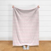 Bigger Scale ZigZag Stripes and Dots Pale Pink on Antique White