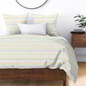 Smaller Scale ZigZag Stripes and Dots Pastel Rainbow on Antique White