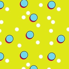 Neon Memphis inspired polka dots pattern