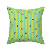 Neon Memphis inspired polka dots and stripes pattern