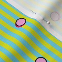 Neon Memphis inspired polka dots and stripes pattern