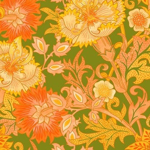 GOLDEN GARDEN ON SAGE - william morris style