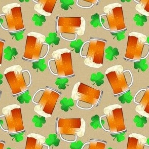  Irish Mugs of Beer on Linen