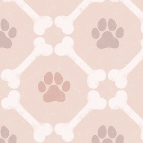 Dog Bones and Paw Prints - Neutral Blush  - Pet Store - Dog Groomer