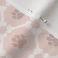 Dog Bones and Paw Prints - Neutral Blush Pink by Angel Gerardo - Small Scale