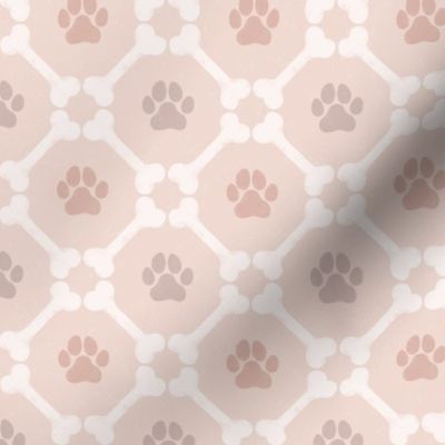 Dog Bones and Paw Prints - Neutral Blush Pink by Angel Gerardo - Small Scale