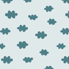 Dreamy, Cute clouds in the sky in teal, blue grey, pastels, soft for bedding, babies and kids // Small