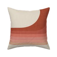 70's Overlap Curves Cheater Throw Size Quilt Top Panel in Blush & Aqua