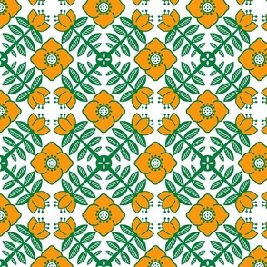 Floral Tile orange & green