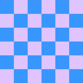 bold bright checker fabric - checkerboard, 90s retro kids lavender and blue