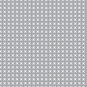 Cross Stitch in White on Gray 