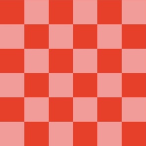 bold bright checker fabric - checkerboard, 90s retro kids pink red