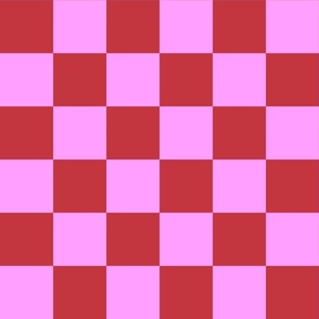 bold bright checker fabric - checkerboard, 90s retro kids pink and red