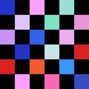 bold bright checker fabric - checkerboard, 90s retro kids rainbow jewel