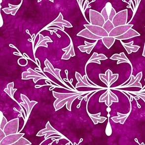 Lotus and Leaves Damask on Jam