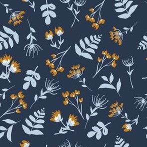 Small // Cassia: Hand-painted Floral Botanicals - Blue
