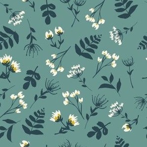 Small // Cassia: Hand-painted Floral Botanicals - Teal