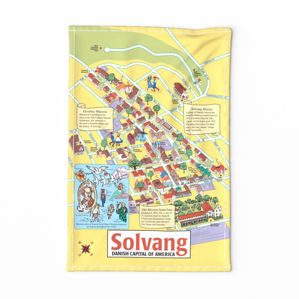 Illustrated map of Solvang