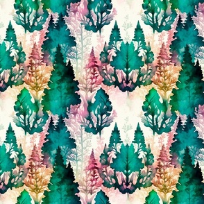 abstract watercolor forest