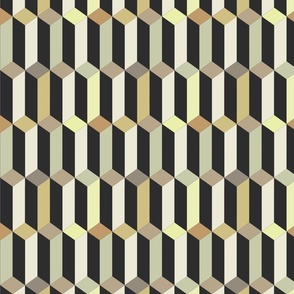 3D Geometric IIlusion Tile-shades of tan