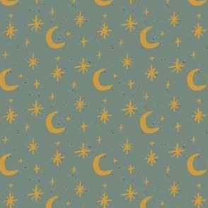 Stars, 2.5 inch, moon, night, sky, sage, green, mustard, baby boy, tea towel