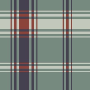 10 Inch green tartan plaid for fall, large scale blanket