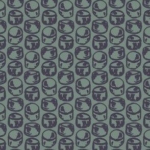 medium hand drawn dark marshmallows on sage green. Blender print for fall boys clothing and kids apparel,