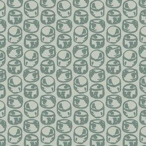medium hand drawn marshmallows on sage green. Blender print for fall boys clothing and kids apparel,