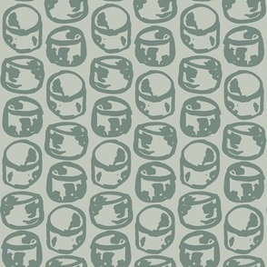 large hand drawn marshmallows on sage green. Blender print for fall boys clothing and kids apparel, 