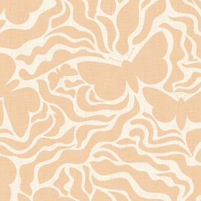 Leaves and Butterflies - Pale Yellow and Cream Shades / Large