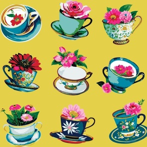 Teacups with Flowers 