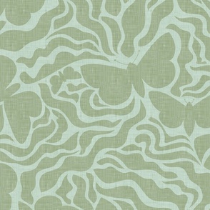 Leaves and Butterflies - Sage Shades / Large