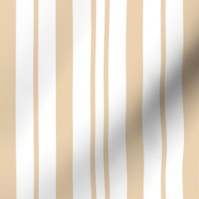 Lars Stripes in White and Light Beige - Vintage Vertical Stripes 