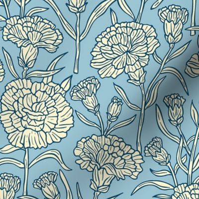 Flower Blossoms Carnation / Light Blue Version / Medium Scale