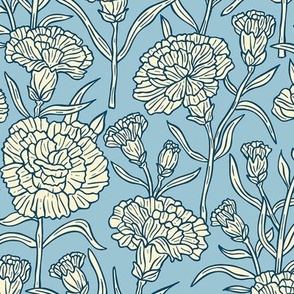Flower Blossoms Carnation / Light Blue Version / Medium Scale