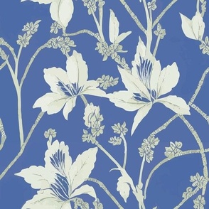 Cornflower blue flowers vintage decorative, Grandmillennial Victorian