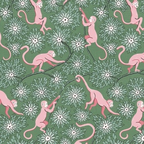 monkey forest/pink on green/medium