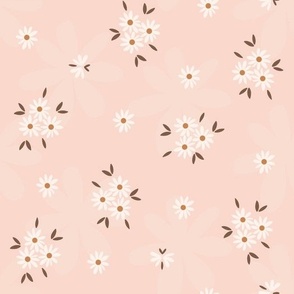 Large Scale // Daisy Ditsy Floral with Butterflies on Blush Rose Pink