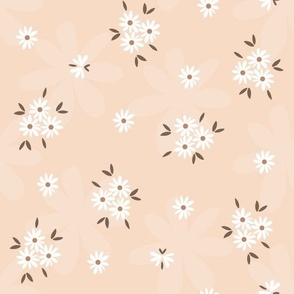Large Scale // Daisy Ditsy Floral with Butterflies on Apricot