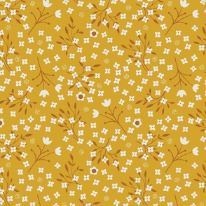 TINY FLOWERS yellow ochre XL