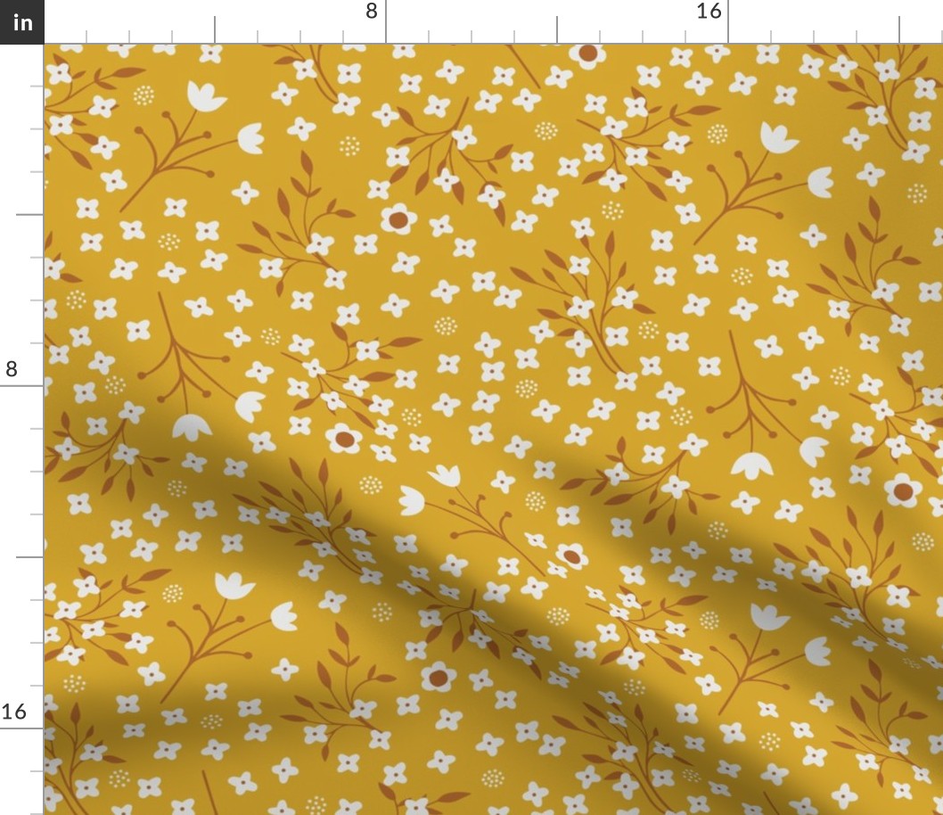 TINY FLOWERS yellow ochre XL