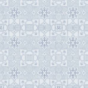 Marrakech watercolour tiles grey blue- 12 inch- Bloomerydecor
