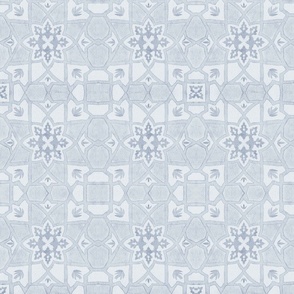 12" Marrakesh watercolour tiles - pale blue grey