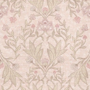 12" William Morris floral damask - 20 inch - pastel blush 