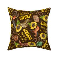 Large Scale I Don't Speak Dipshit Beth Dutton Yellowstone Western Sunflower Floral on Brown