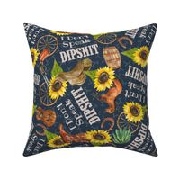 Large Scale I Don't Speak Dipshit Beth Dutton Yellowstone Western Sunflower Floral on Navy
