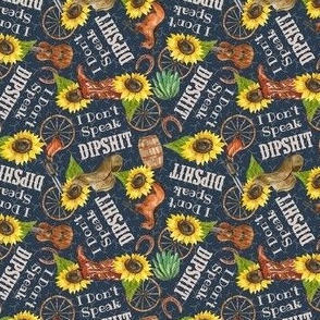 Small Scale I Don't Speak Dipshit Beth Dutton Yellowstone Western Sunflower Floral on Navy