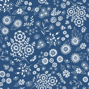 Floral pattern on dark blue